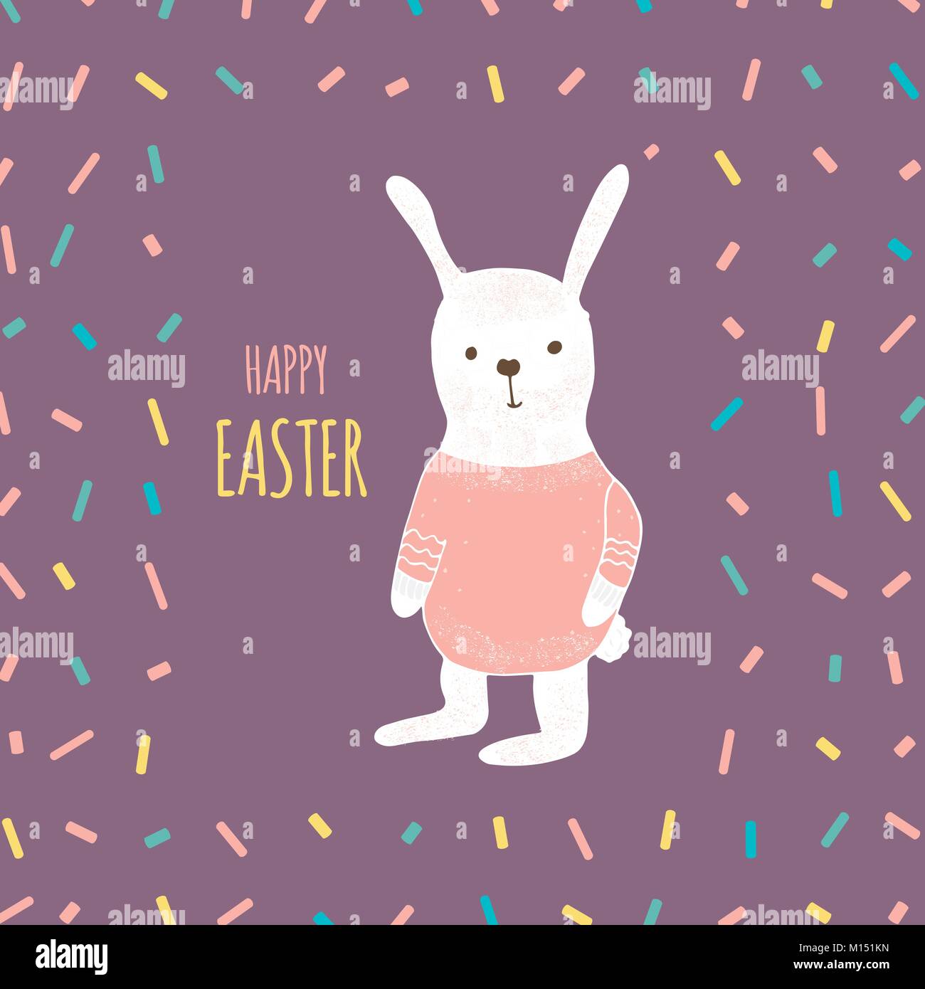 Easter banner background, template with cute banny, rabbit and text ...