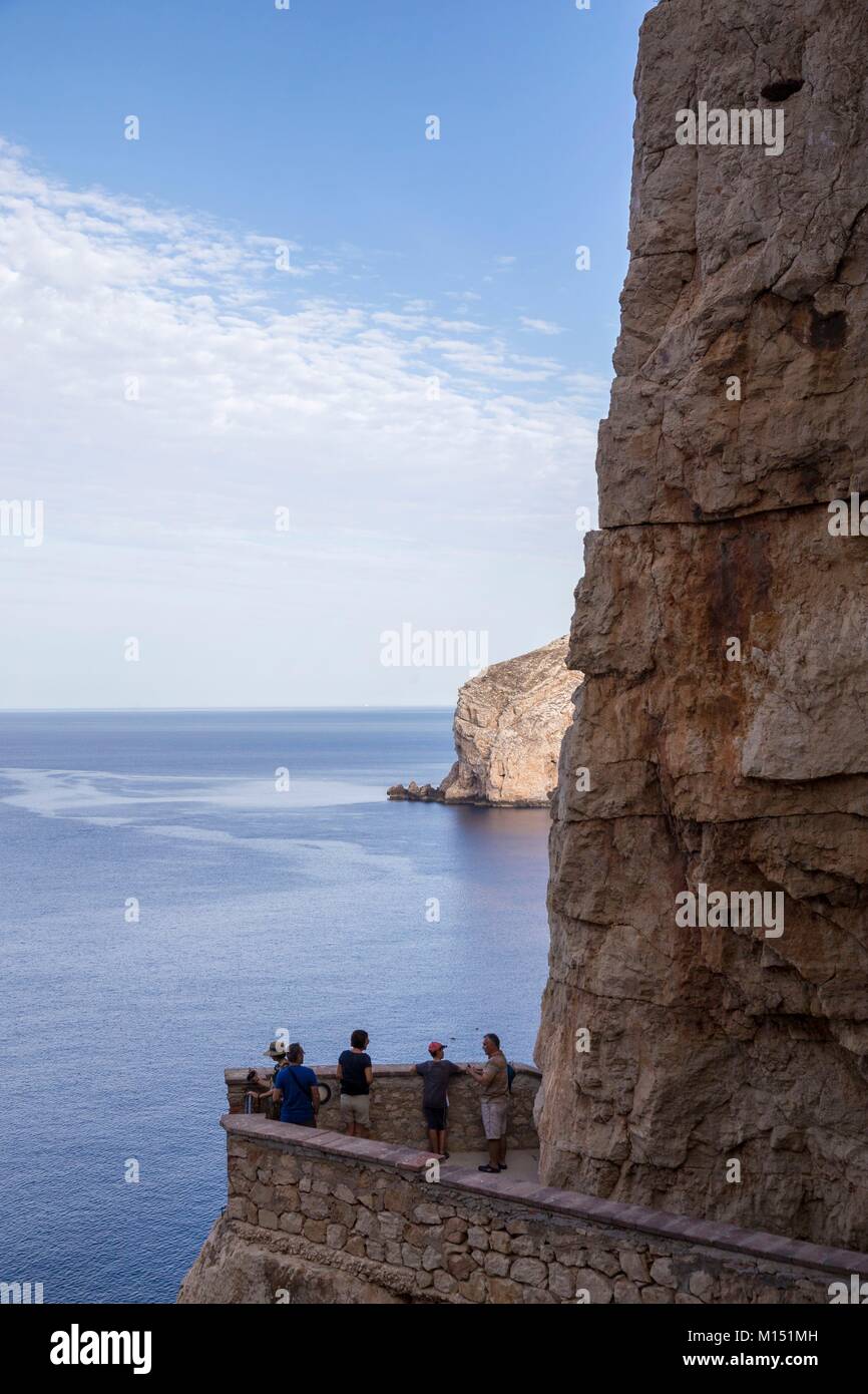 Italy, Sardinia, province of Sassari, approximately Alghero, Capo Caccia, panoramic staircase of 654 steps says Escala del Cabirol for the access to the Cave of Neptune (Grotta Di Nettuno) Stock Photo