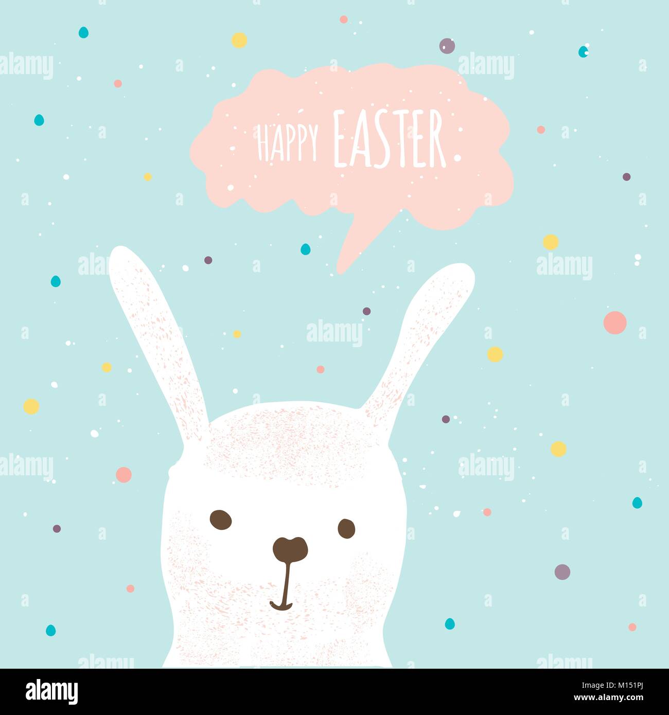 Easter banner background, template with cute banny, rabbit and text ...