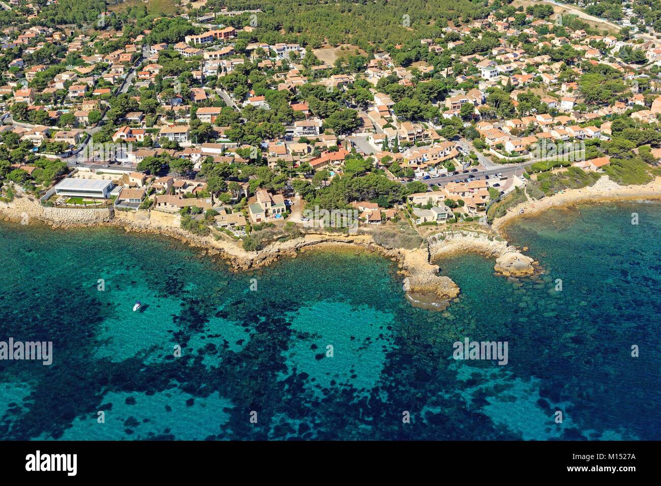 France, Bouches du Rhone, La Cote Bleue, Sausset les Pins (aerial view  Stock Photo - Alamy