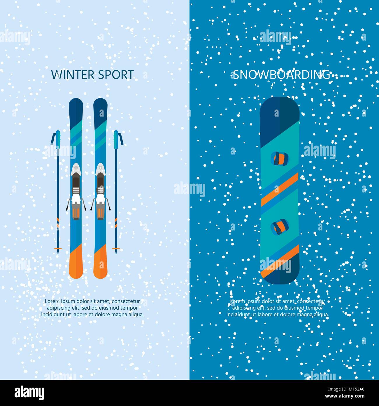 Winter sport icons collection. Skiing and snowboarding set equipment ...