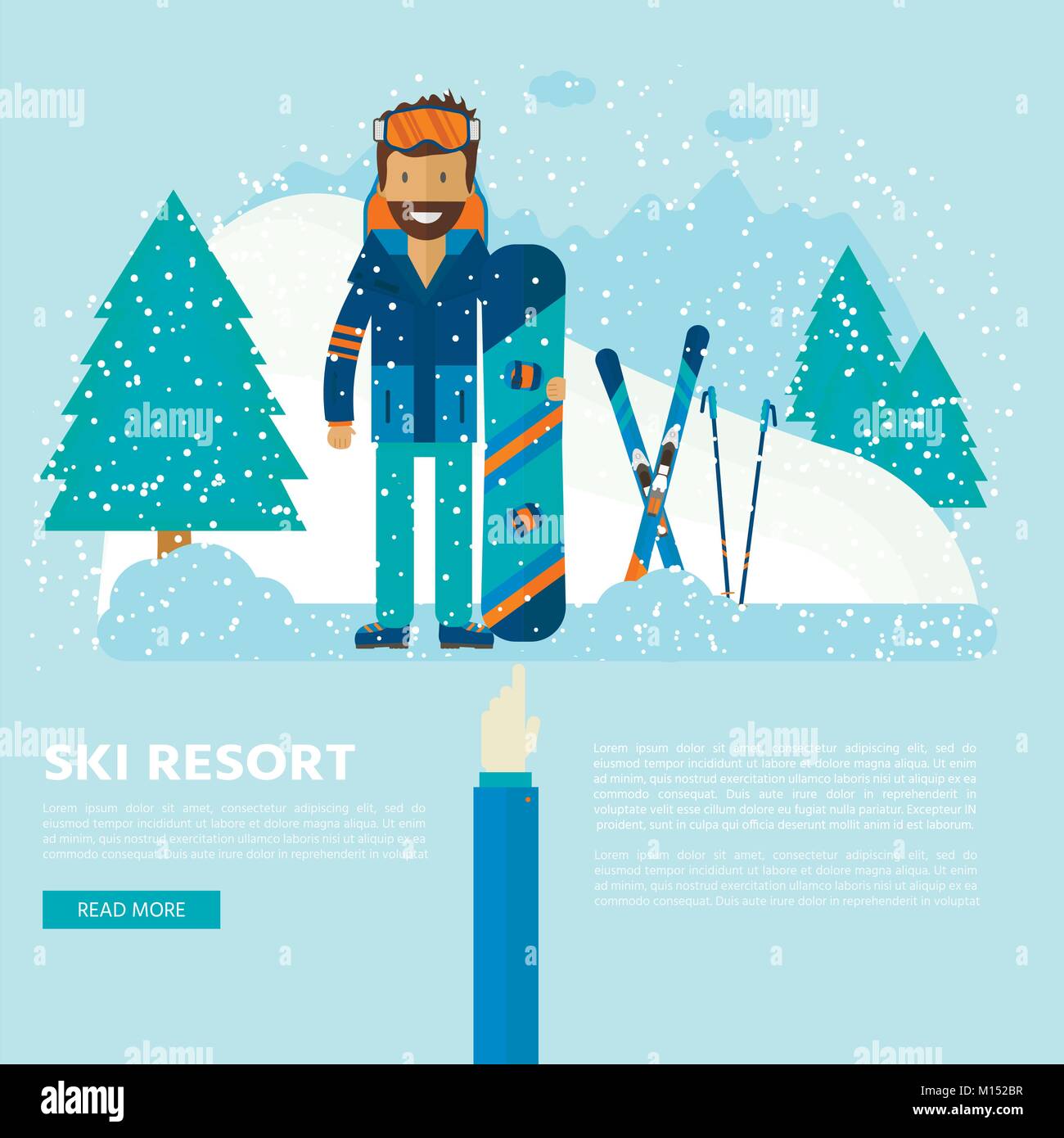 Winter sport icons collection. Skiing and snowboarding set equipment ...