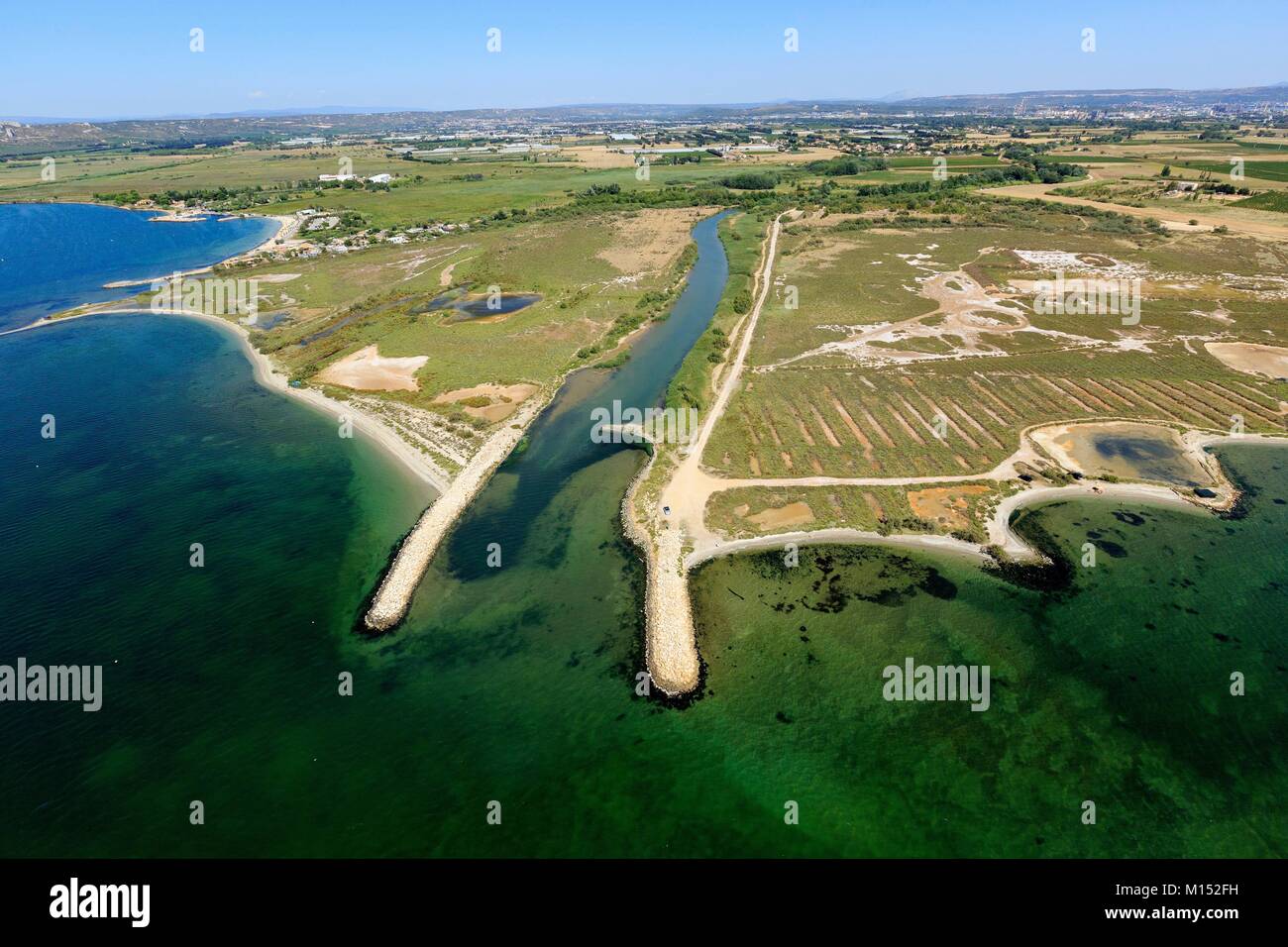 France, Bouches du Rhone, Berre l'Etang, l'etang de Berre (aerial view