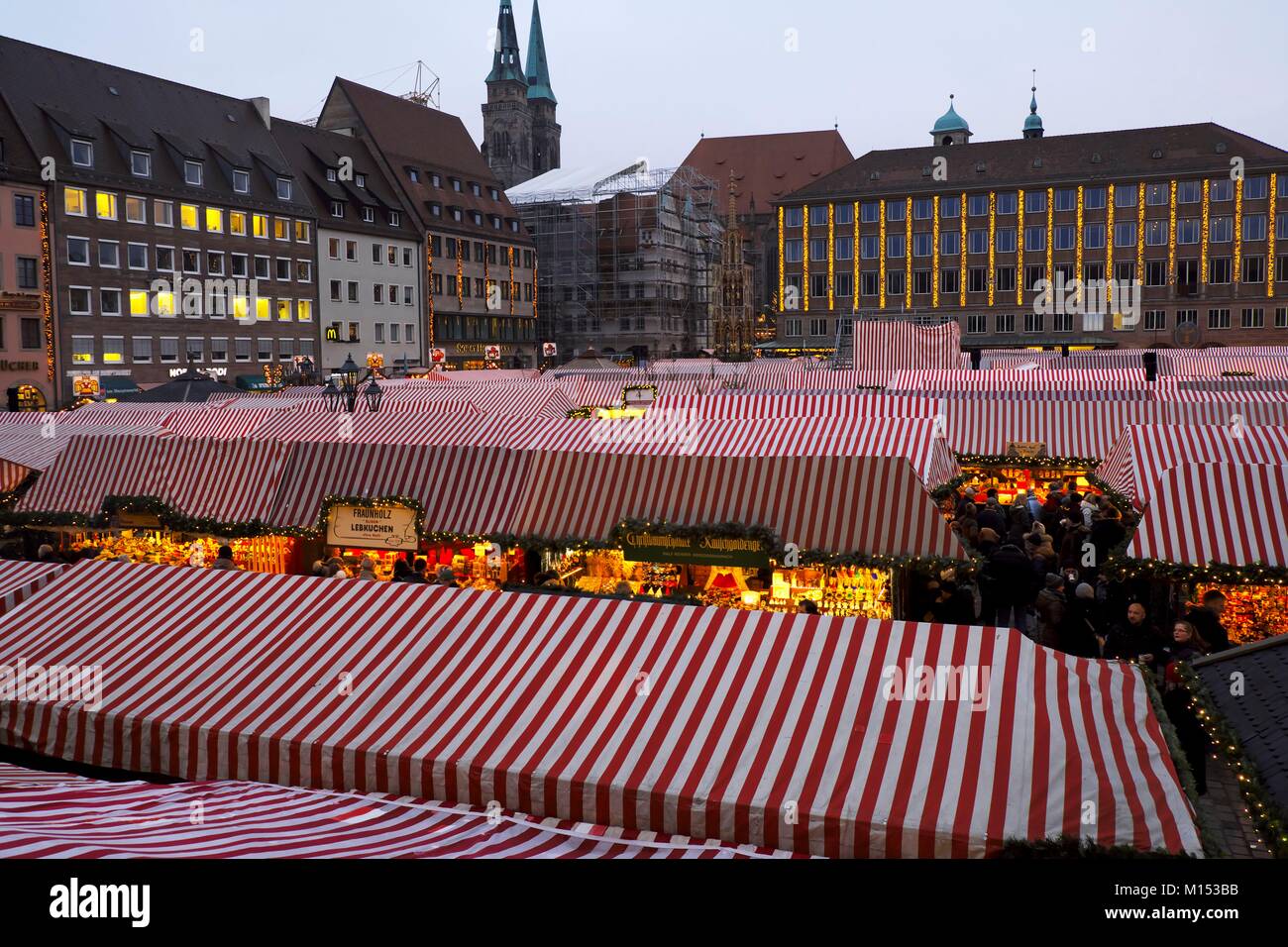 Germany, Bavaria, Nuremberg, Market Square, Christmas market Stock