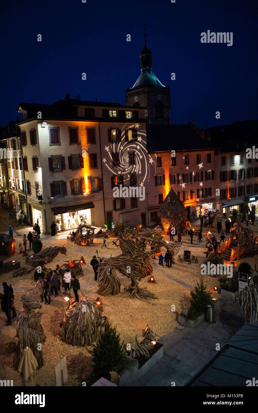 France, Haute Savoie, Evian, the fabulous village and the Flottins legend Stock Photo