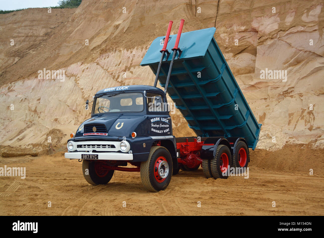 AWD Ford Thames tipper in sand quarry Stock Photo
