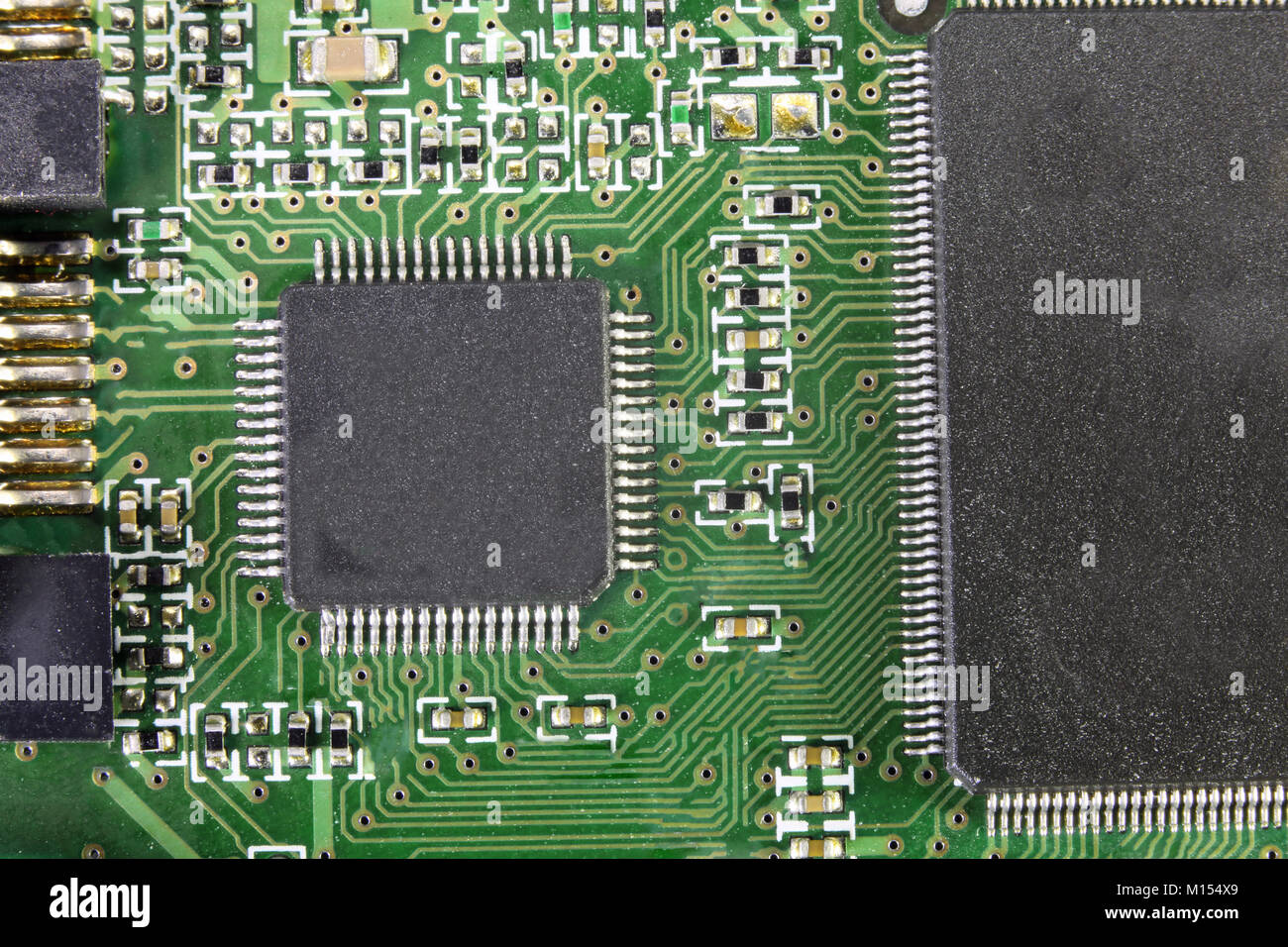 macro photograph of an electronic circuit of a personal computer Stock