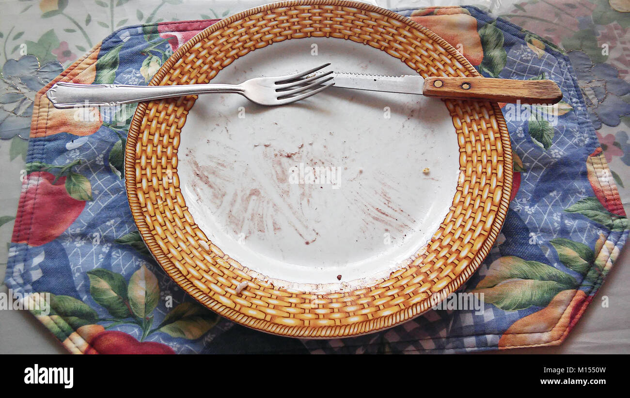 An empty plate after lunch Stock Photo Alamy