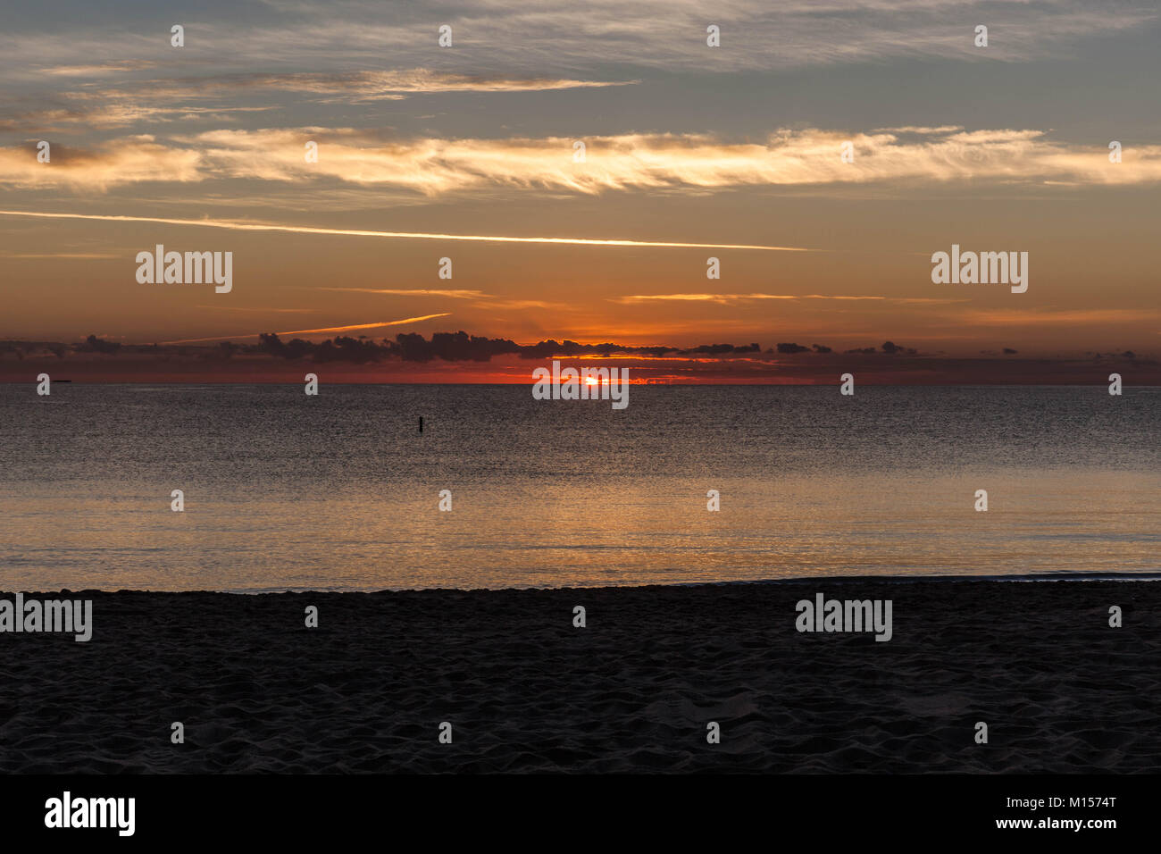 Golden sunrise at Sunny Isles Beach, South Florida, USA. Stock Photo