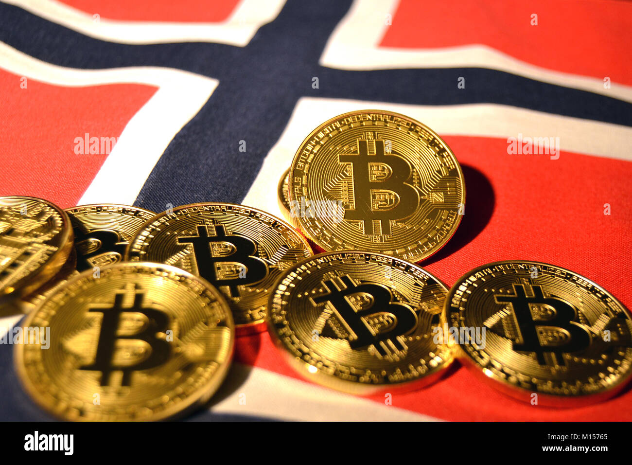 Bitcoin coins norwegian flag Stock Photo - Alamy