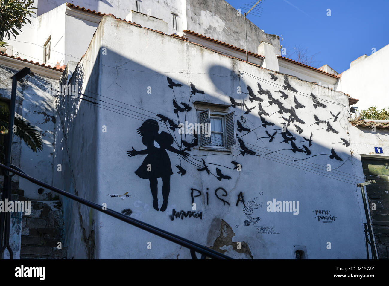 Streetart, Lisbon, Portugal, December 2017 Stock Photo