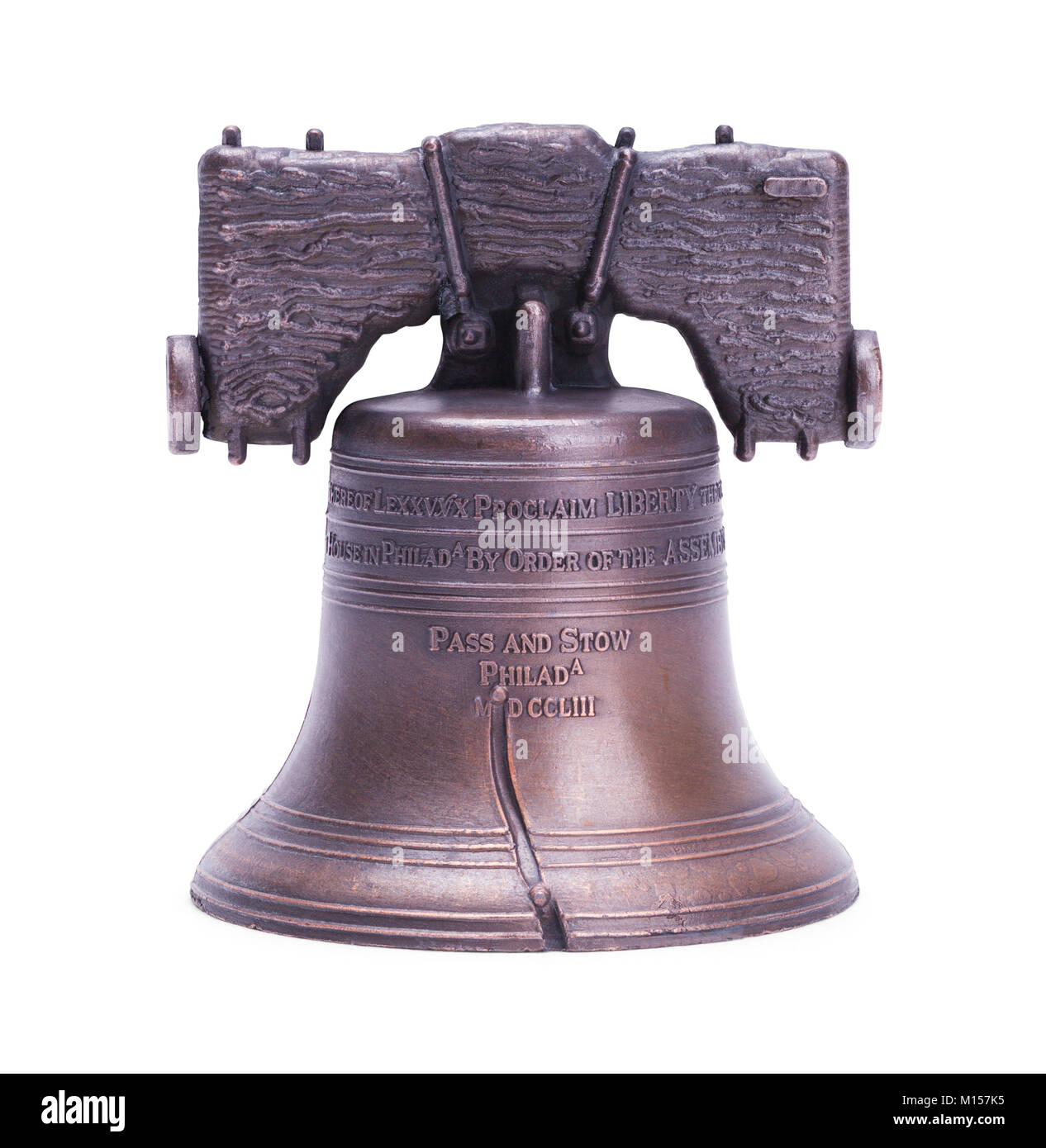 Liberty Bell Replica Cut Out on White. Stock Photo