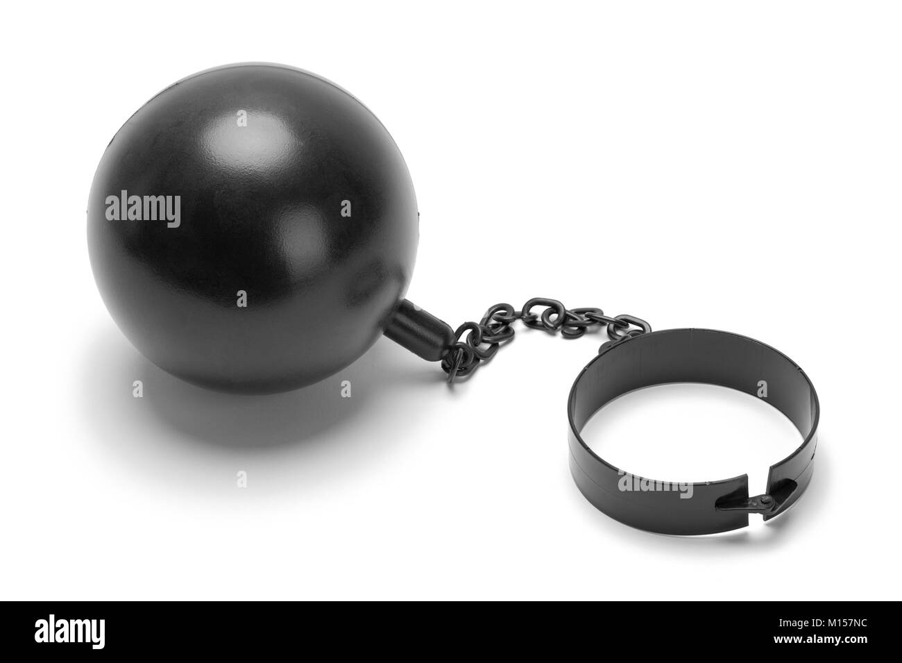 Man breaking free from ball and chain, illustration - Stock Image -  C039/7920 - Science Photo Library
