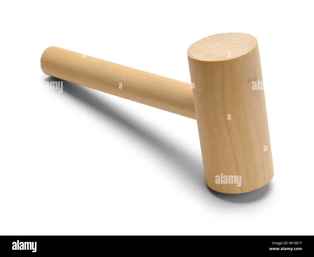 Small Wooden Mallet Isolated on a White Background. Stock Photo
