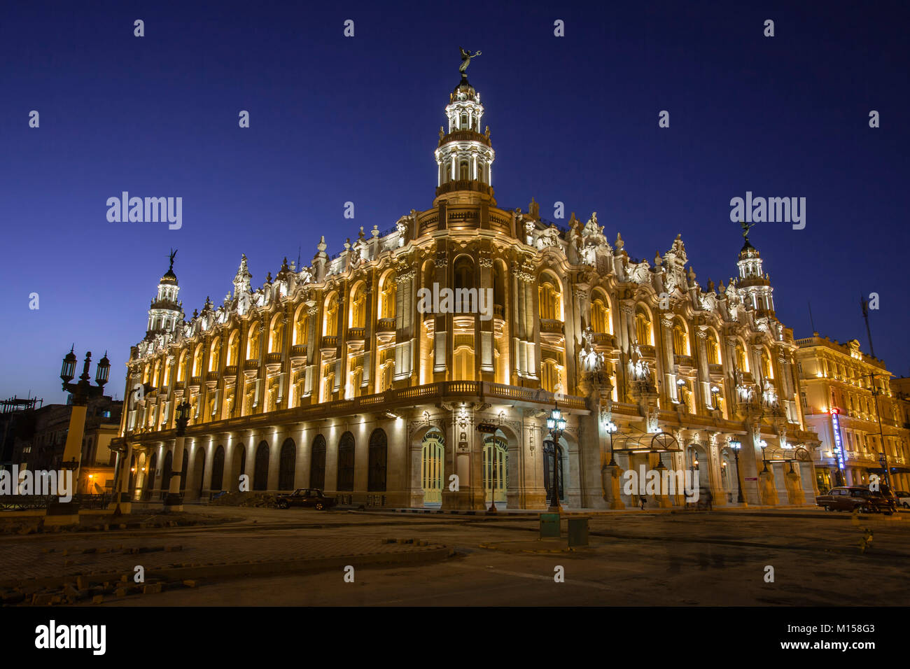 Grand Theater of Havana, Cuba at dusk Stock Photo