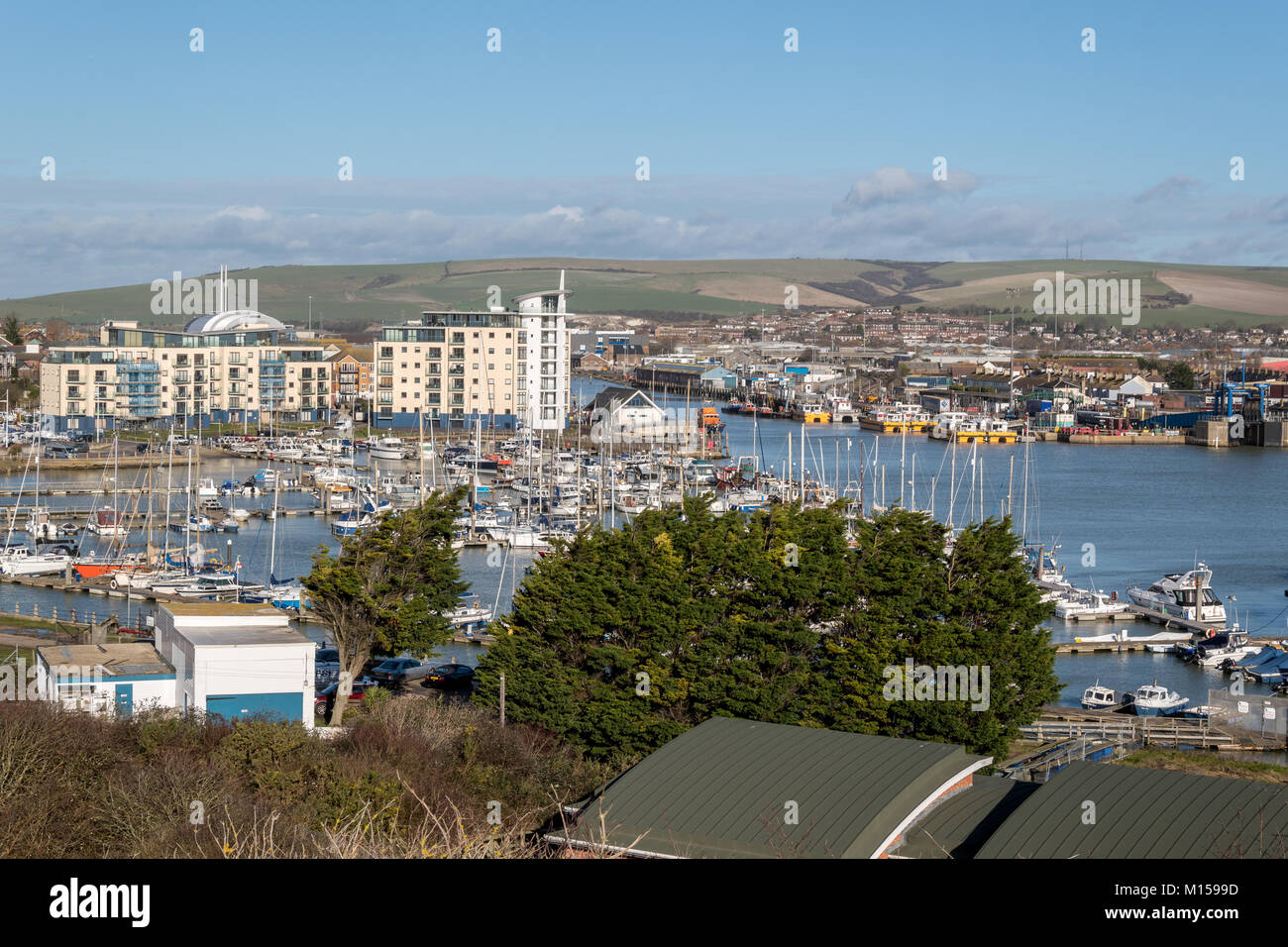 Newhaven Ferry Port and Marina in East Sussex Stock Photo