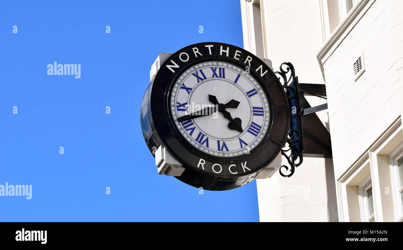 Northern Rock Clock on Northumberland Street, Newcastle upon Tyne Stock Photo