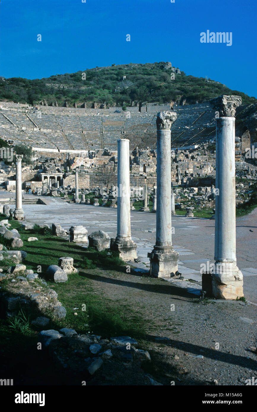Great Theatre and the Arcadian Way Ephesus Turkey Stock Photo