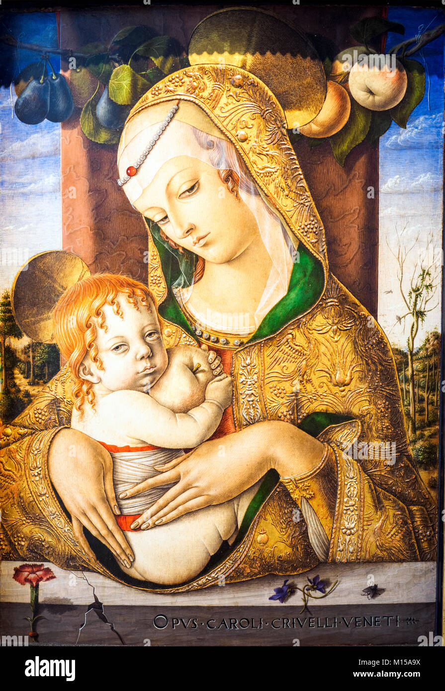 The Virgin and Child wilth St. John the baptist about 1480 by Carlo Crivelli (1430/5-94/5) tempera on panel Stock Photo