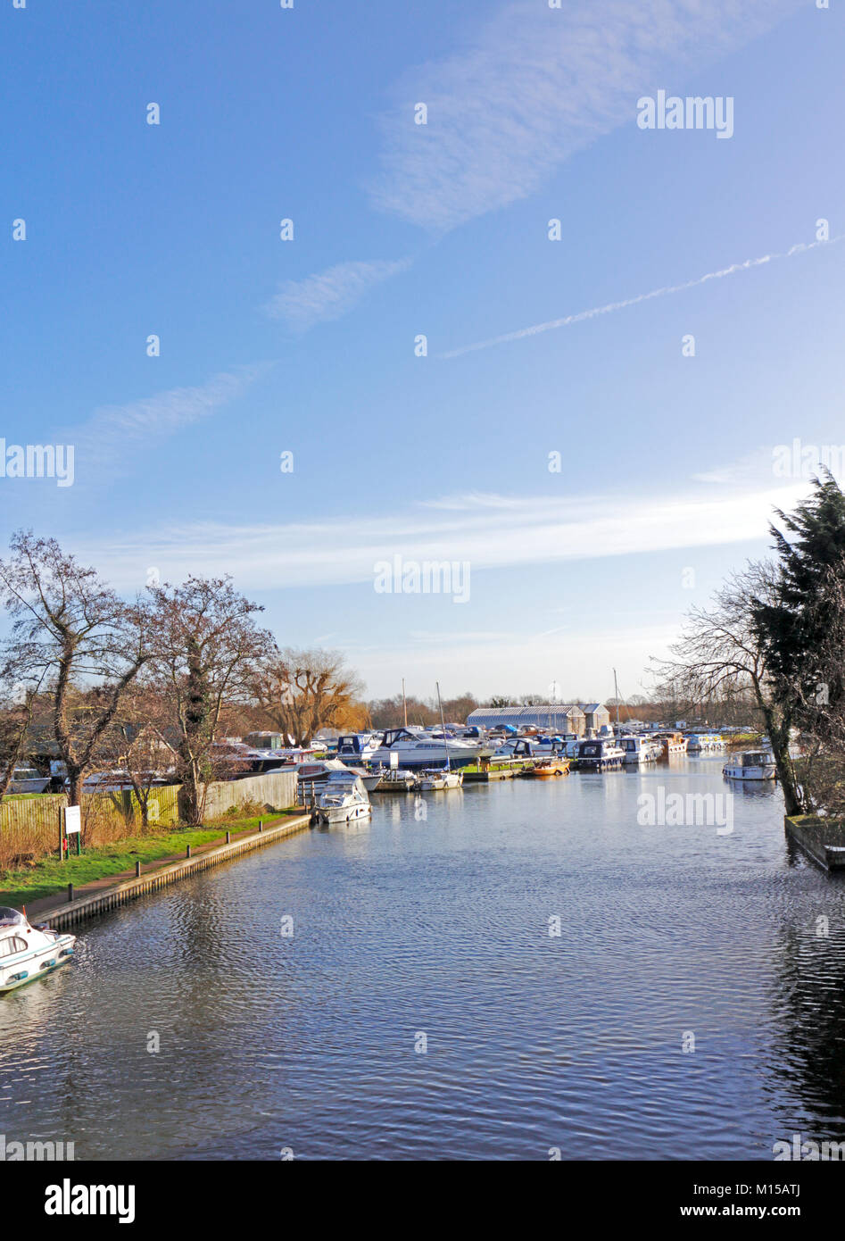 A view of the River Ant on the Norfolk Broads downstream of Wayford Bridge, Stalham, Norfolk, England, United Kingdom, Europe. Stock Photo