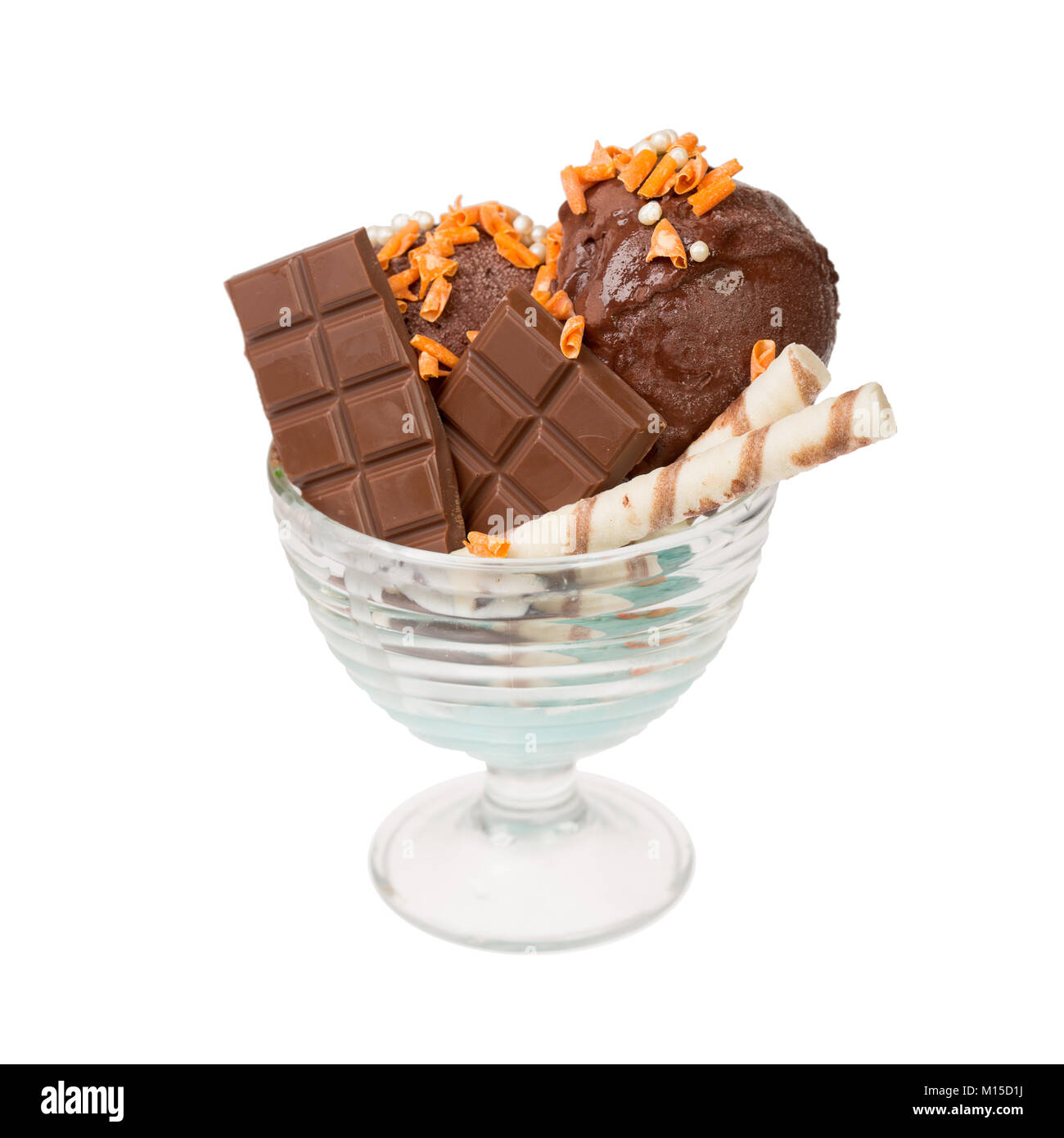 Chocolate icecream in a glass cup Stock Photo Alamy