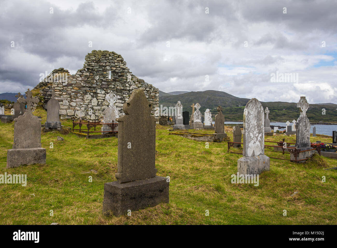 Kilcatherine Church and Cemetery, Ring of Beara, County Kerry, Ireland. Stock Photo