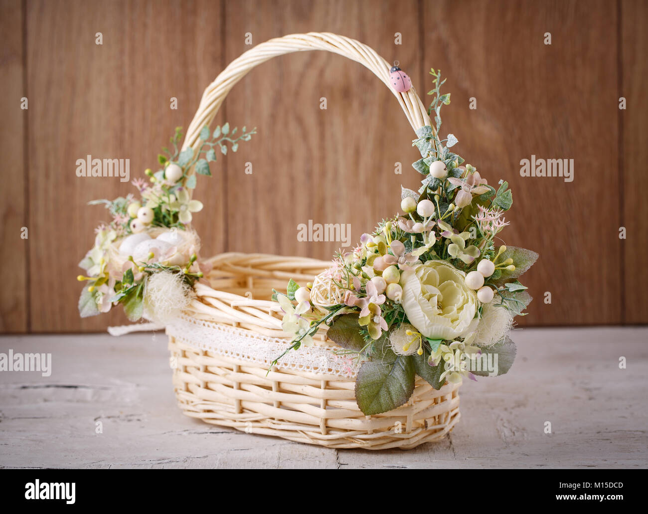 Designer Easter Basket “Etno style “ pottery and dry flowers collection / adult