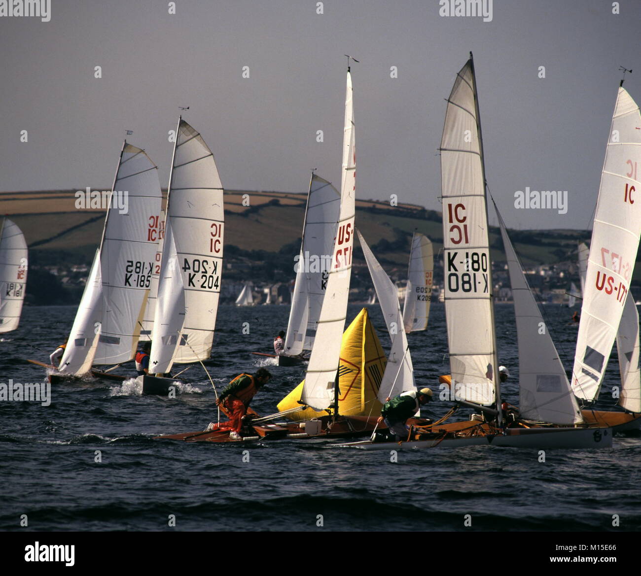 AUGUST, 1987. PLYMOUTH, ENGLAND. WORLD CHAMPIONSHIP INTERNATIONAL SAILING