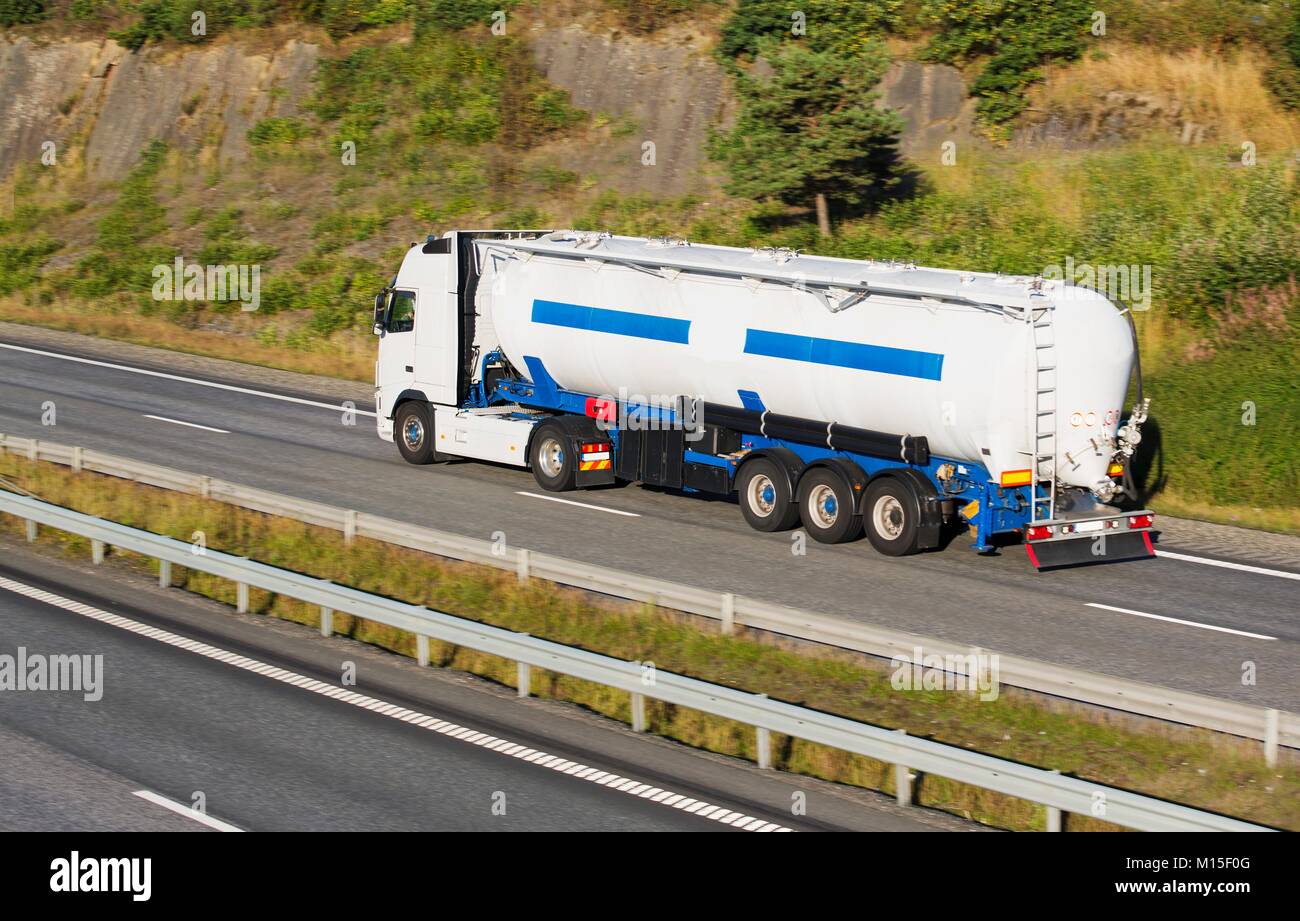 Fuel tanker on highway. Stock Photo