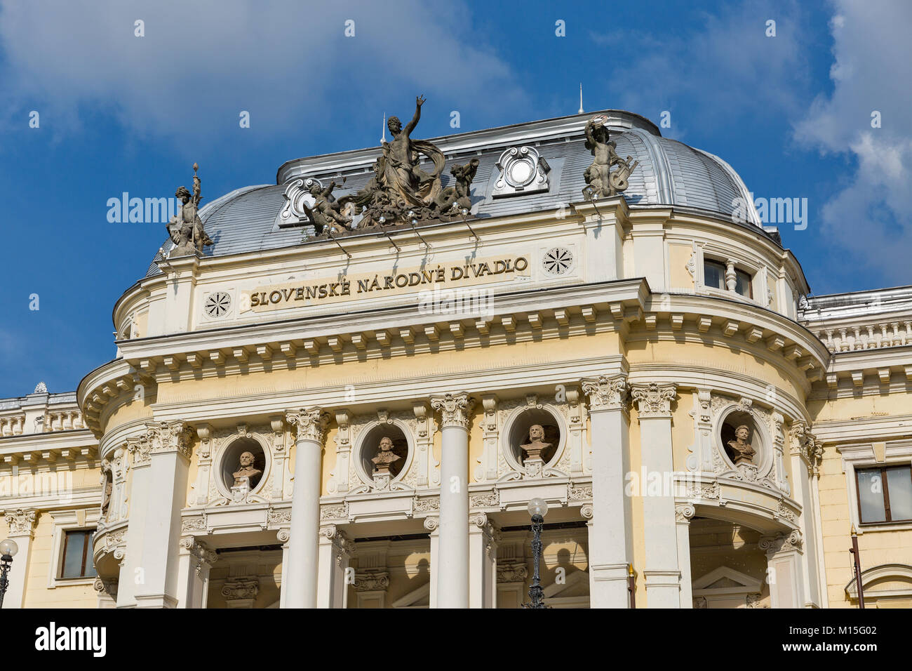 Old National theatre facade in Hviezdoslav square in the old town of Bratislava, Slovakia. Stock Photo