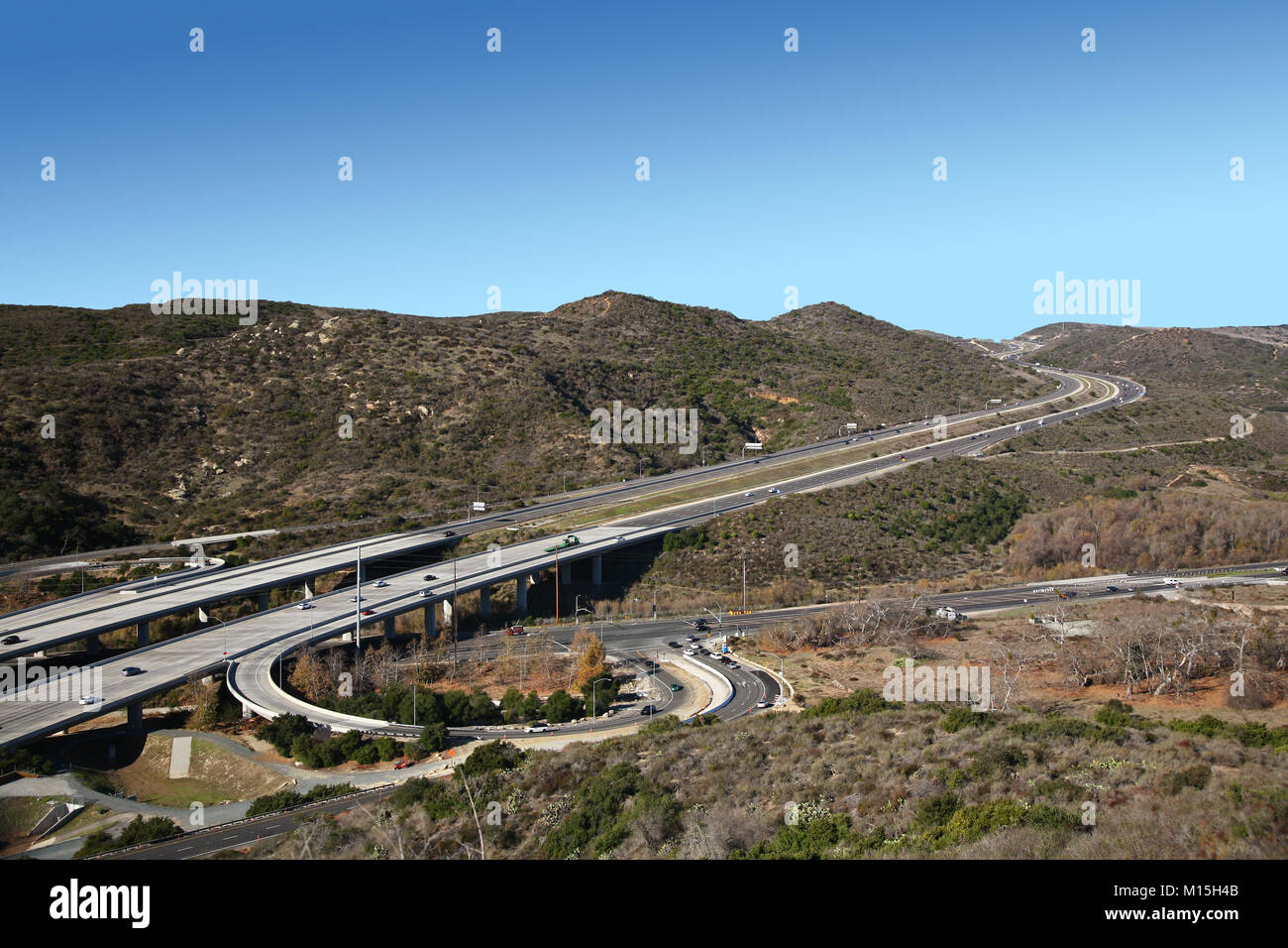 Highway 73 and 133 interchange Laguna Beach CA Stock Photo