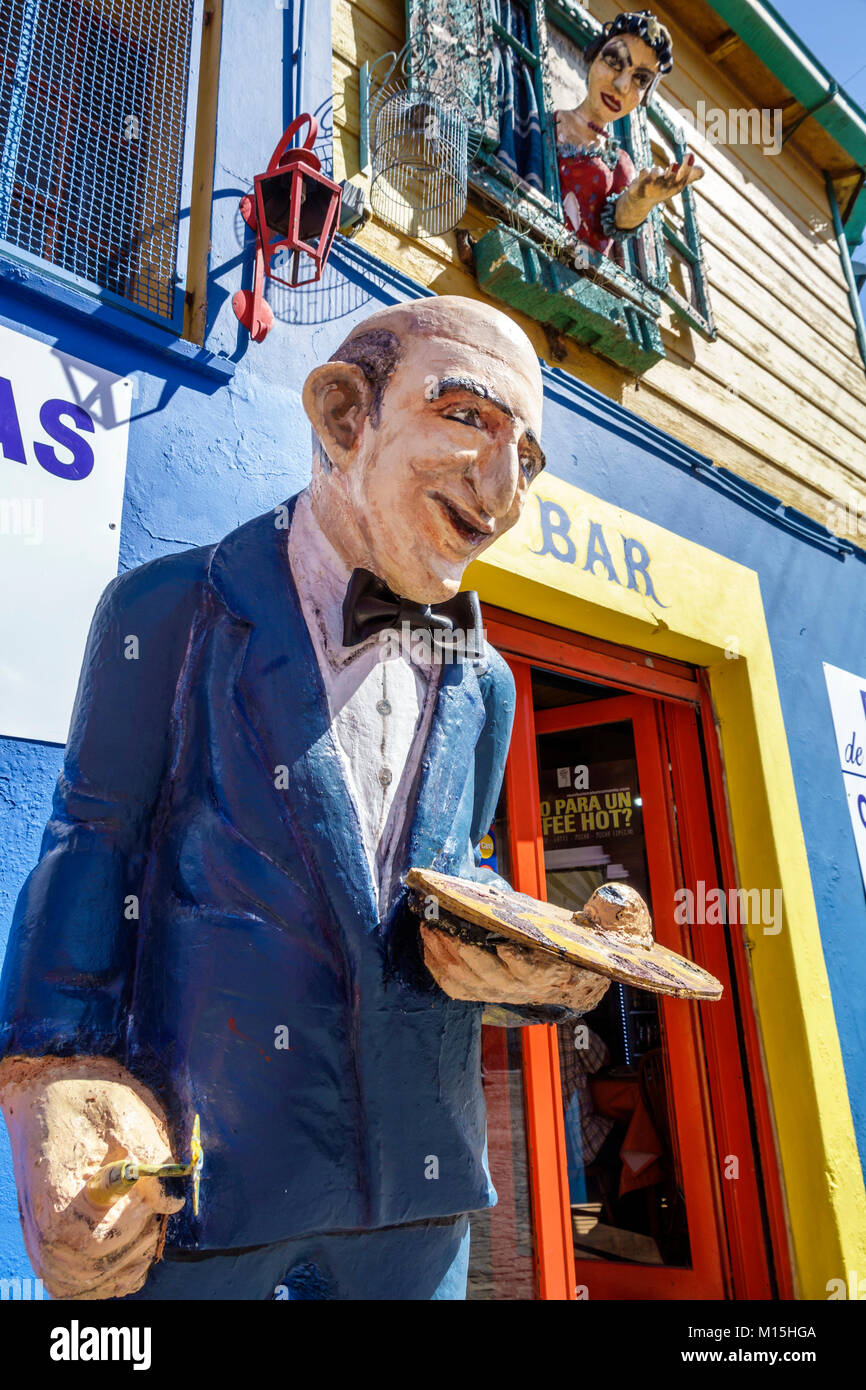 Buenos Aires Argentina,Caminito Barrio de la Boca,street museum,immigrant neighborhood,brightly painted buildings,Cafe Bar de los Artistas,exterior ou Stock Photo