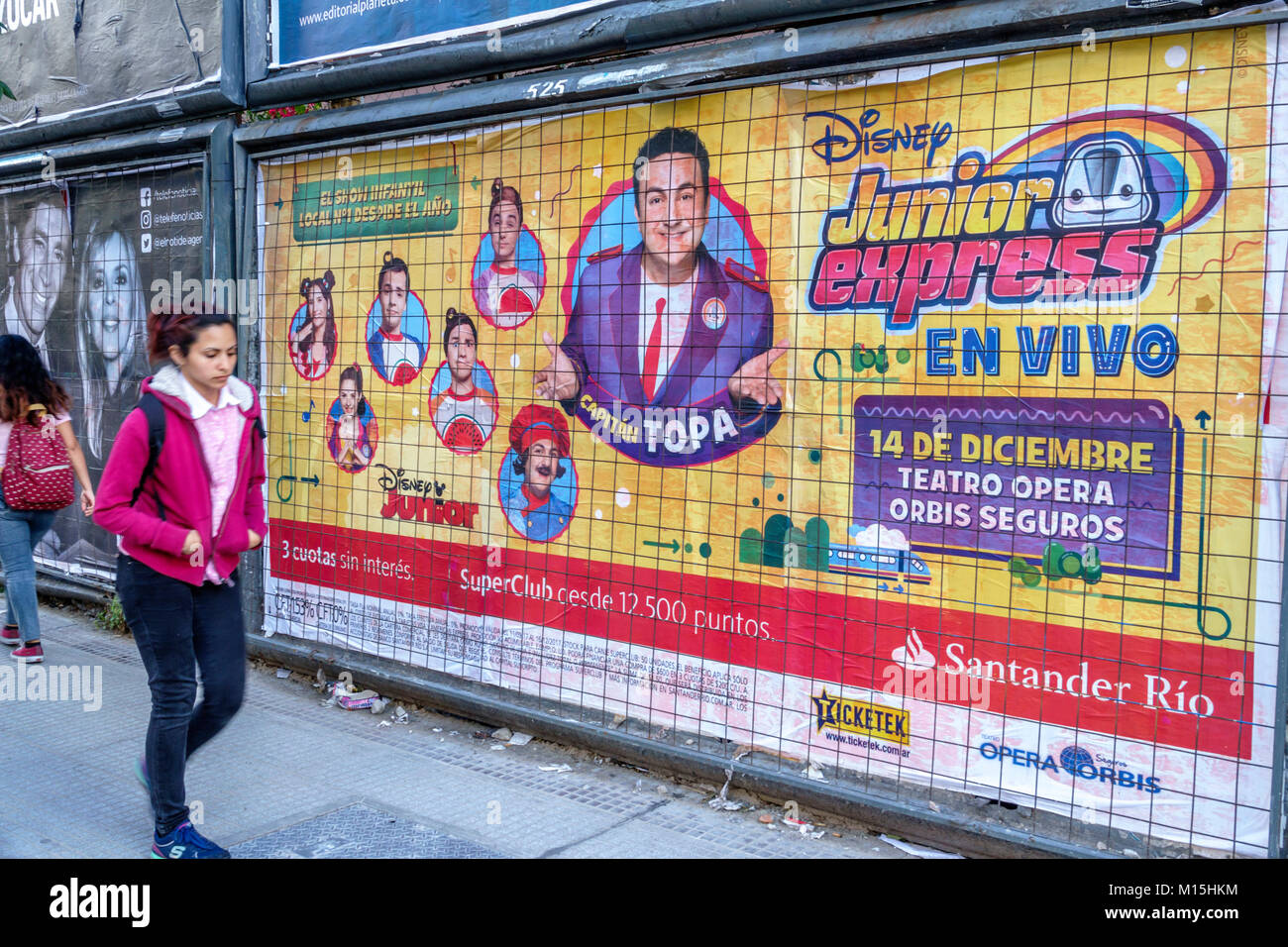 Buenos Aires Argentina,San Telmo,sidewalk,billboard,ad advertising  advertisement,Disney Junior Express,children's television,Diego Topa,live  performan Stock Photo - Alamy