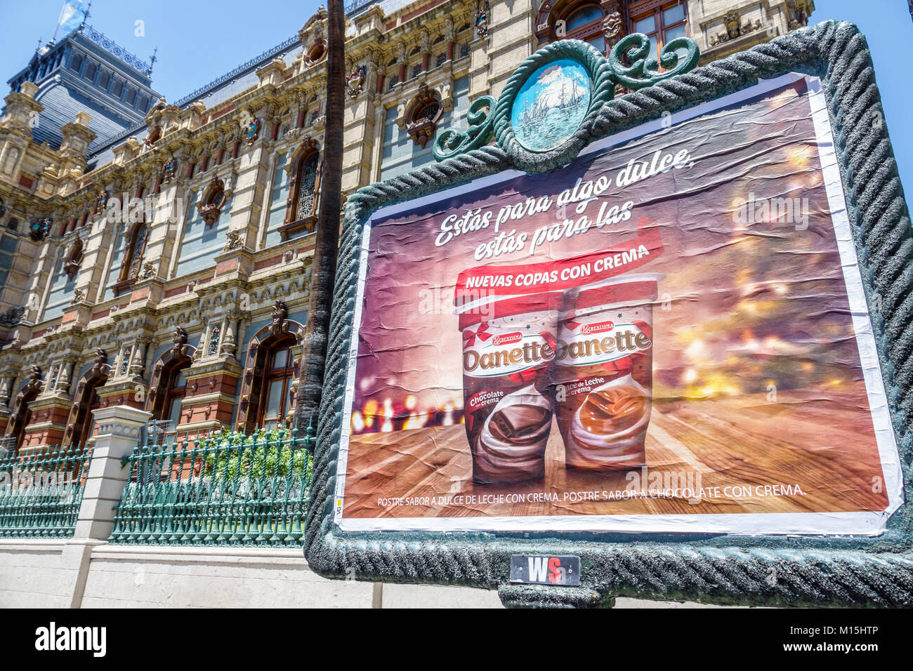 Buenos Aires Argentina,Avenida Cordoba,sidewalk billboard,ad advertising advertisement,Danette,pudding,Argentinean Argentinian Argentine South America Stock Photo