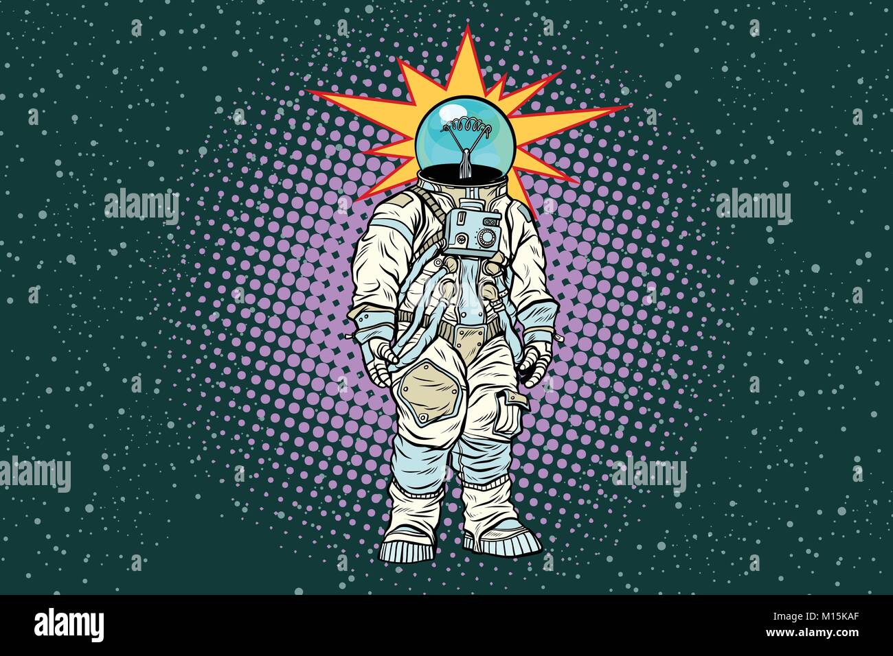Astronaut head light bulb idea Stock Vector Image & Art - Alamy