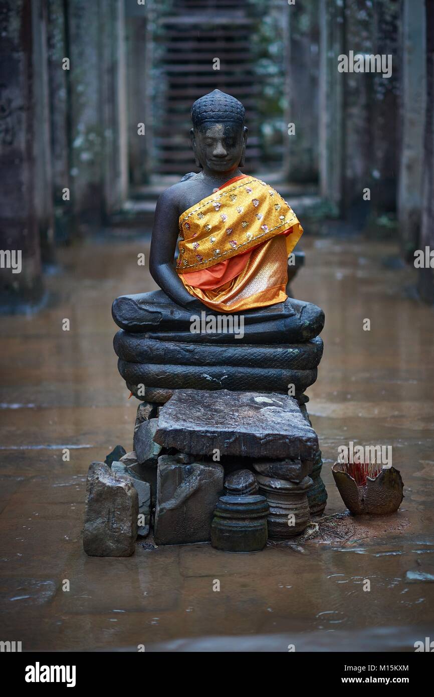 Buddha statue, Bayon Temple, Angkor, Cambodia Stock Photo