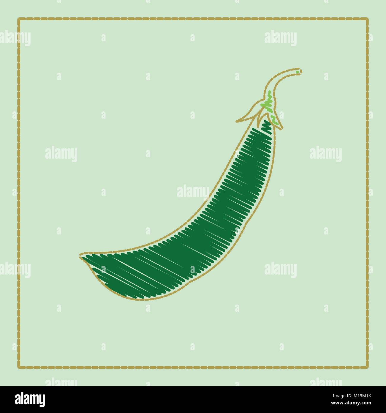 Vector green peas and pod isolated on white background Stock Vector