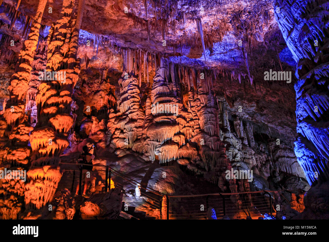 The Avshalom Stalactite Cave Nature Reserve (also called Soreq Cave) 82-meter-long, 60-meter-wide cave is on the western slopes of the Judean Hills ou Stock Photo