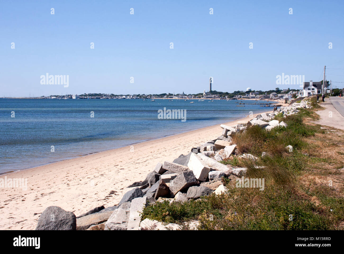 View of Provincetown, Cape Cod and the Pilgrim Monument Stock Photo