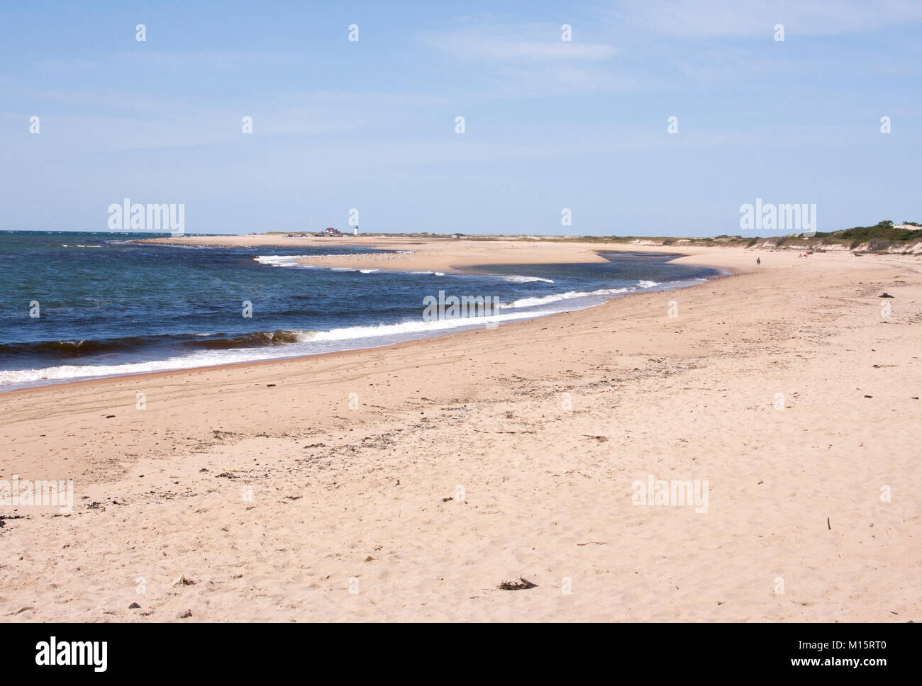 Herring Cove Beach looking toward the Race Point Lighthouse on Cape Cod Stock Photo
