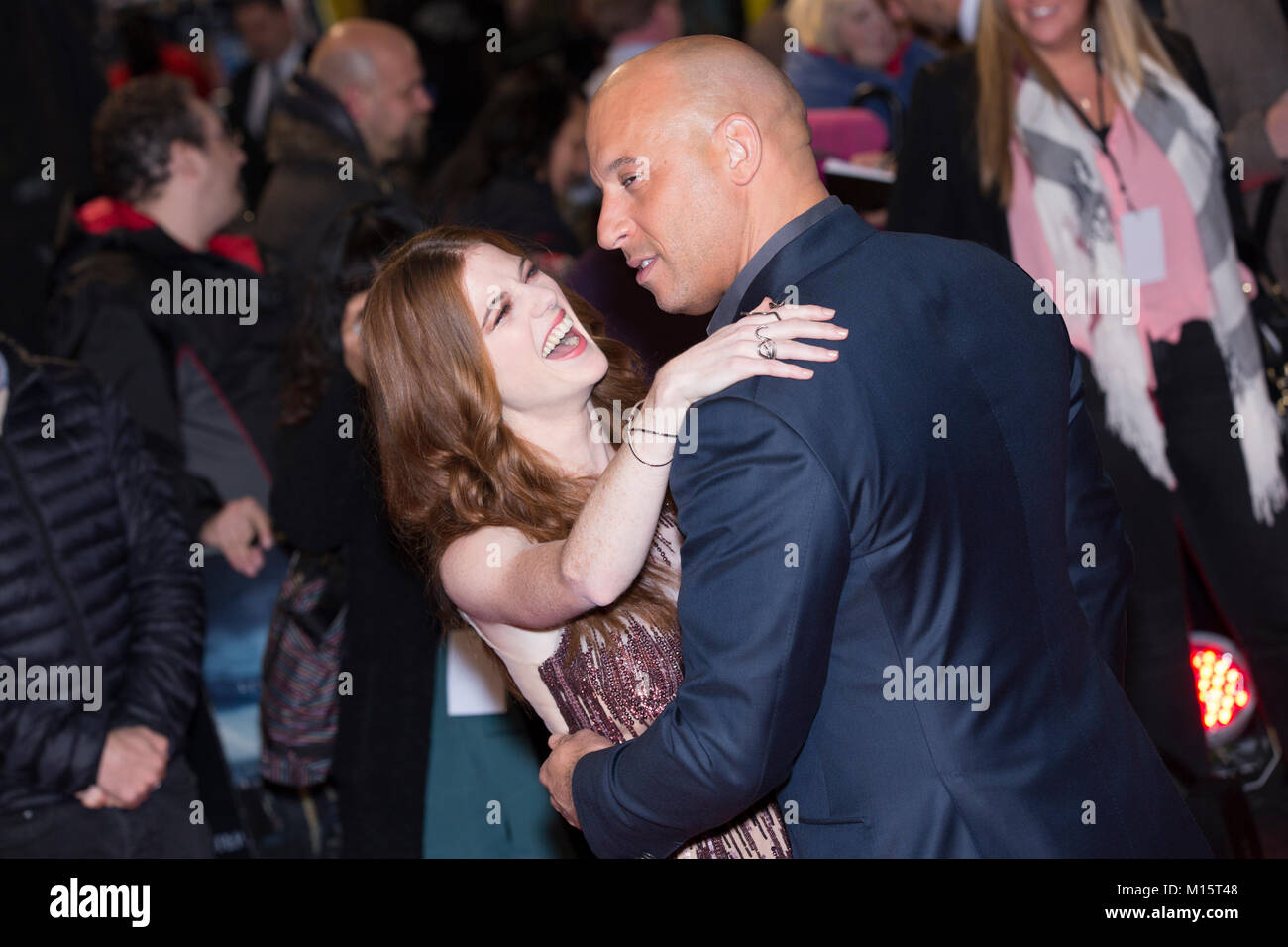 London, UK, 19 October 2015,Vin Diesel, Rose Leslie, film premiere of 'The Last Witch Hunter' at the Empire Leicester Square. Mariusz Goslicki/Alamy Stock Photo