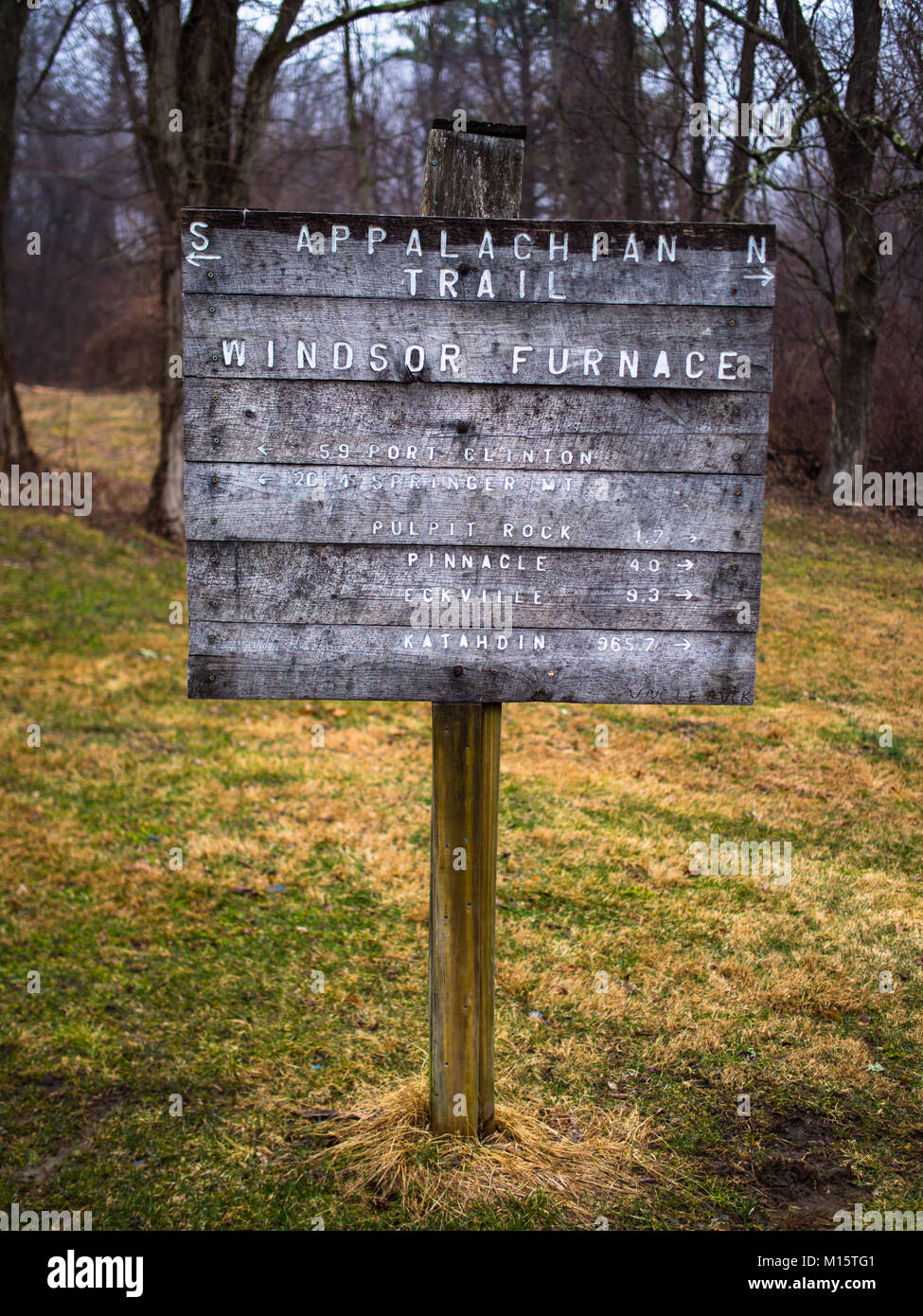 Appalachian Trail Wooden Sign Windsor Furnace Stock Photo