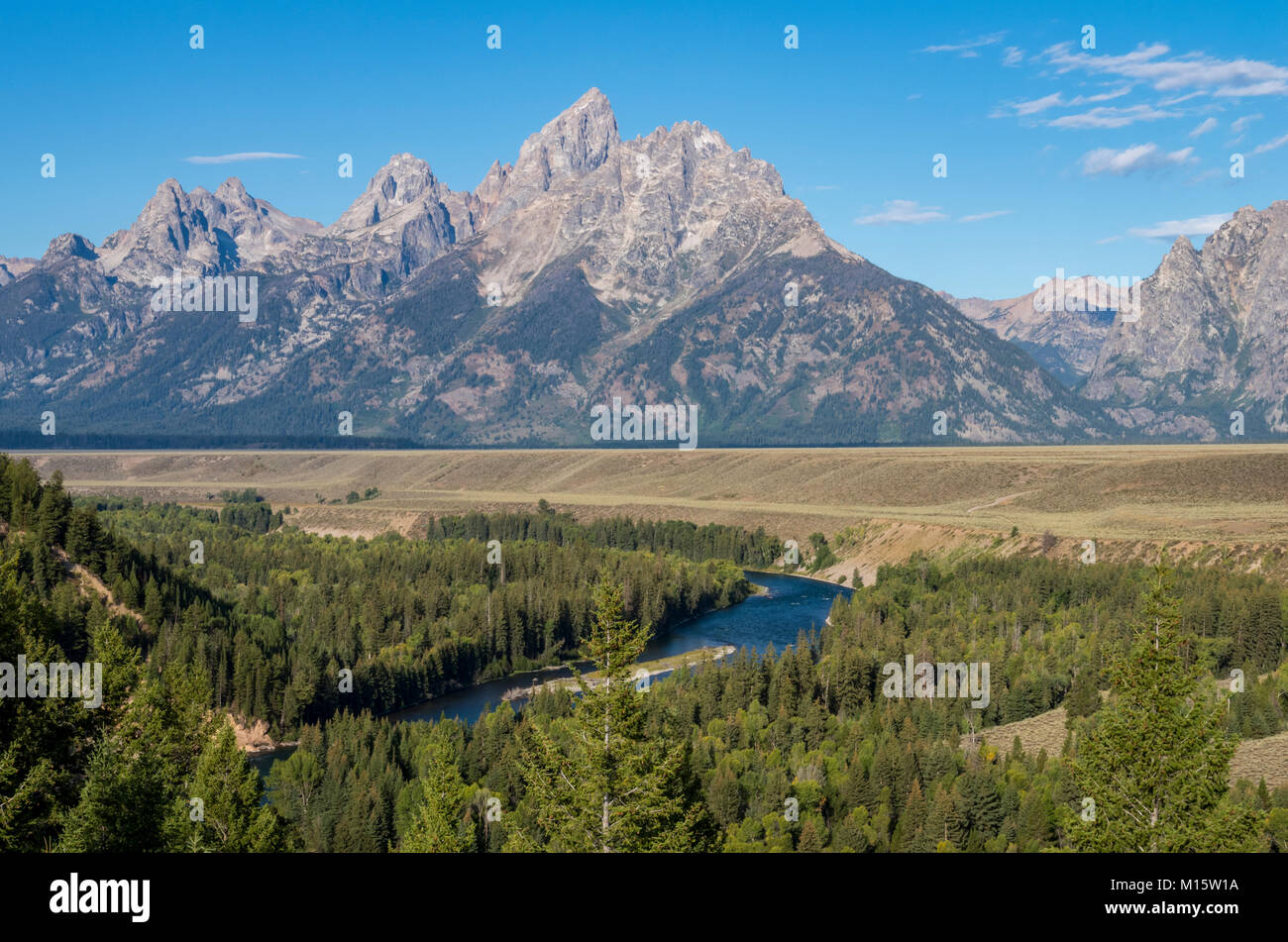 View of the Teton Mountains from the Snake River Overlook. Alta 