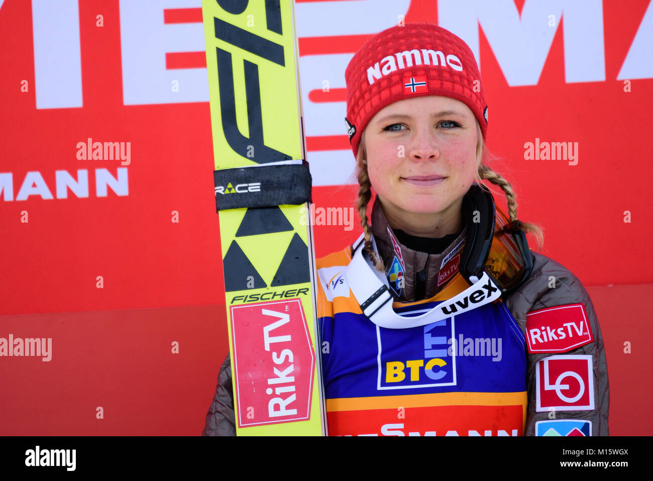 Ljubno Slovenia 27th Jan 2018 Maren Lundby Of Norway On Podium Stock Photo Alamy