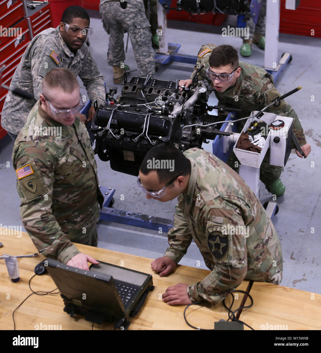 Students from the New Jersey Army National Guard’s wheeled vehicle