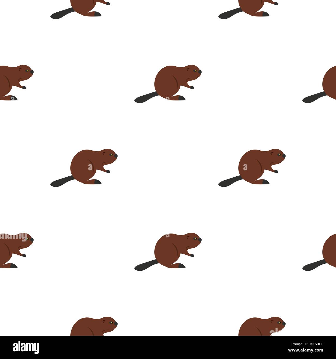North American beaver pattern seamless Stock Vector