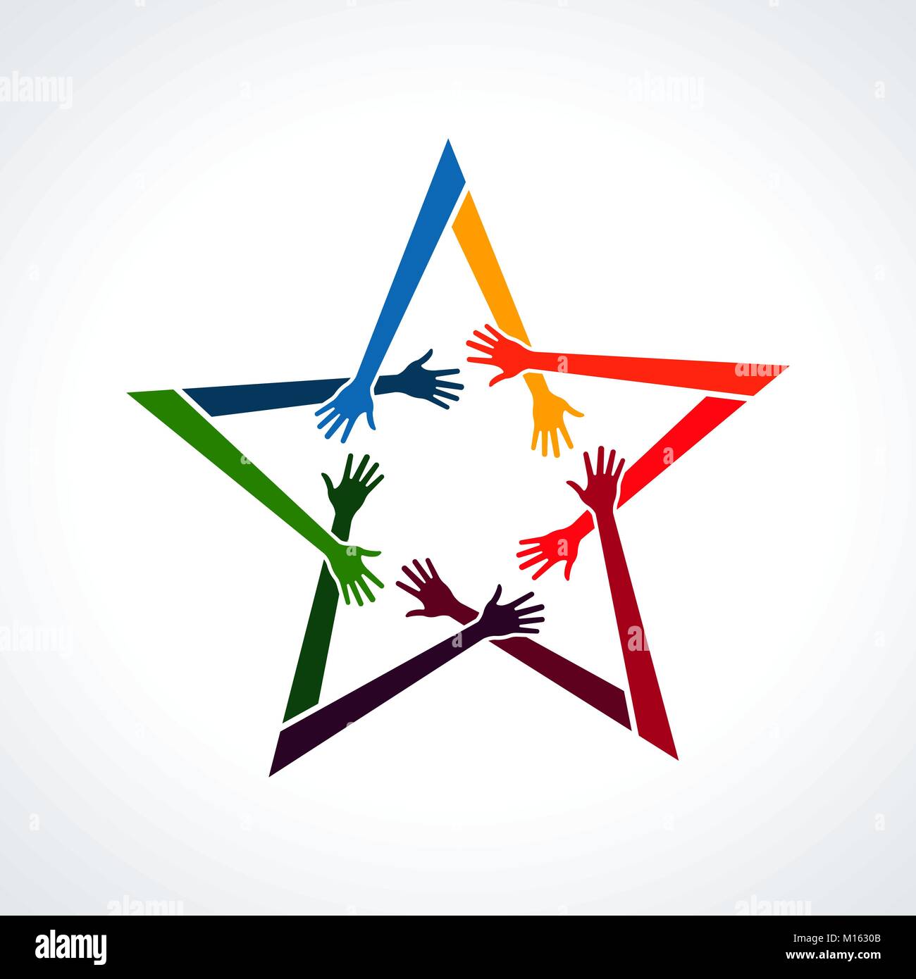 Vector Multiracial Human Hands in a Star Stock Vector Image & Art - Alamy