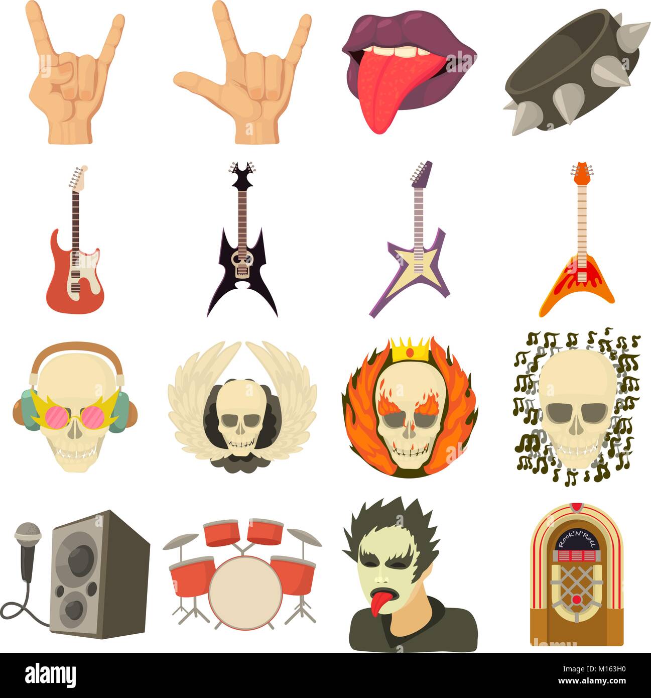 Rock music icons set, cartoon style Stock Vector Image & Art - Alamy