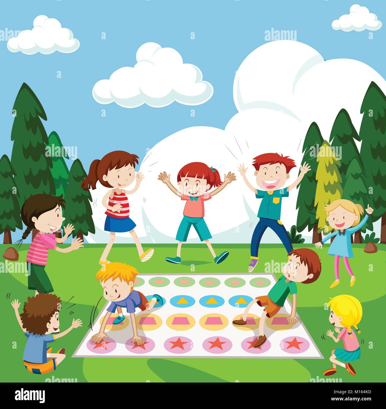 Children playing game in the park illustration Stock Vector Image & Art ...
