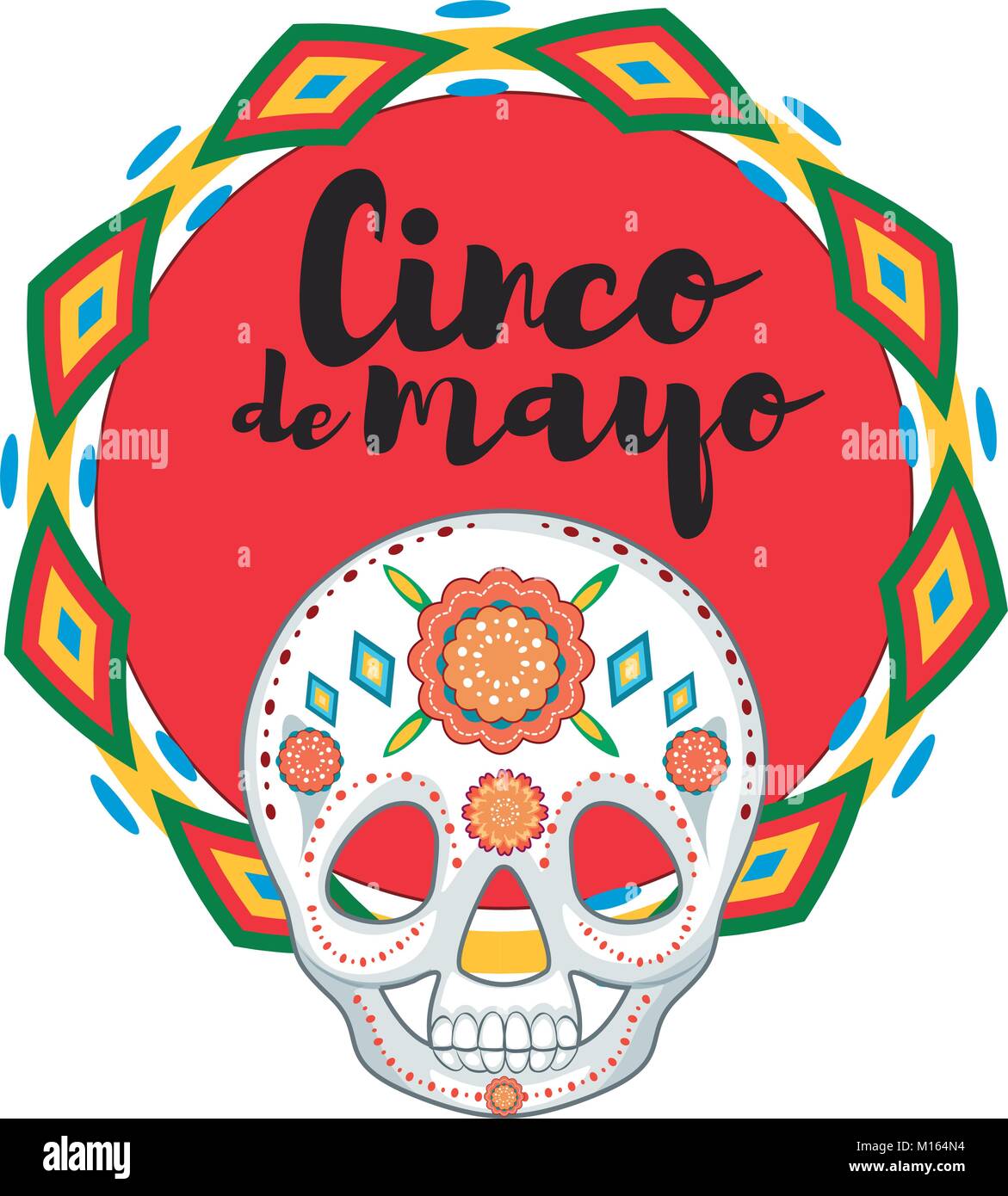 Cinco de Mayo with skull mask illustration Stock Vector Image & Art - Alamy